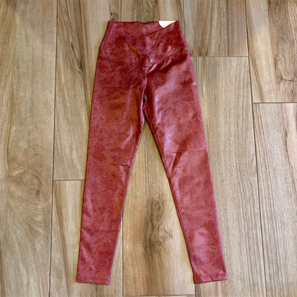 OFFLINE by Aerie Leggings Womens M Red Cranberry Hi-Rise Shine Speckled